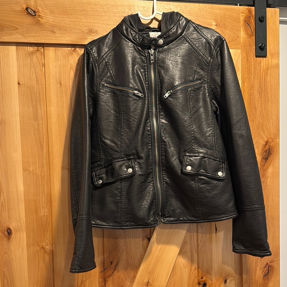 Free People Black Leather Motorcycle Jacket